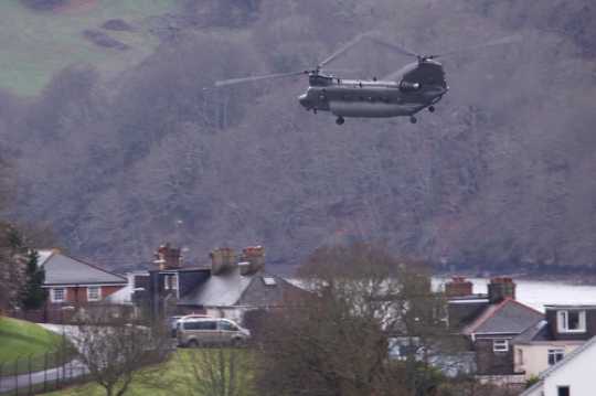 11 March 2021 - 14-18-01
It eventually landed at BRNC, but the approach was a sneaky route up Old Mill Creek.
--------------------
RAF Chinook ZH902